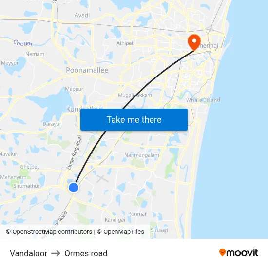 Vandaloor to Ormes road map