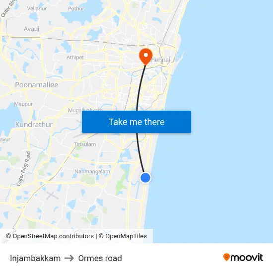 Injambakkam to Ormes road map