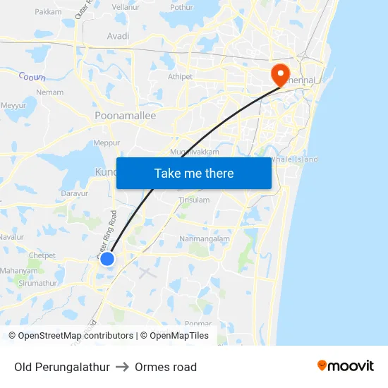Old Perungalathur to Ormes road map