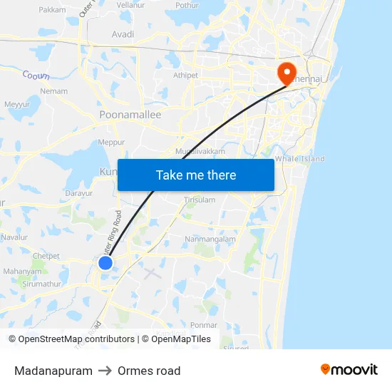 Madanapuram to Ormes road map