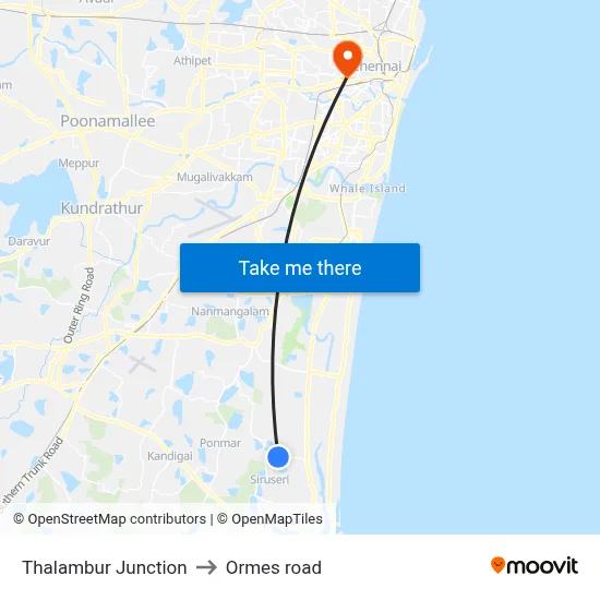 Thalambur Junction to Ormes road map