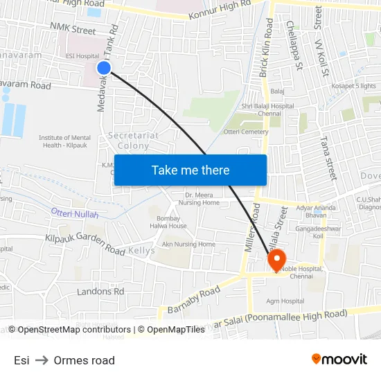 Esi to Ormes road map