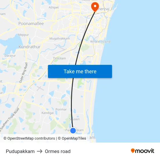 Pudupakkam to Ormes road map
