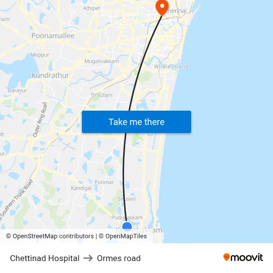Chettinad Hospital to Ormes road map