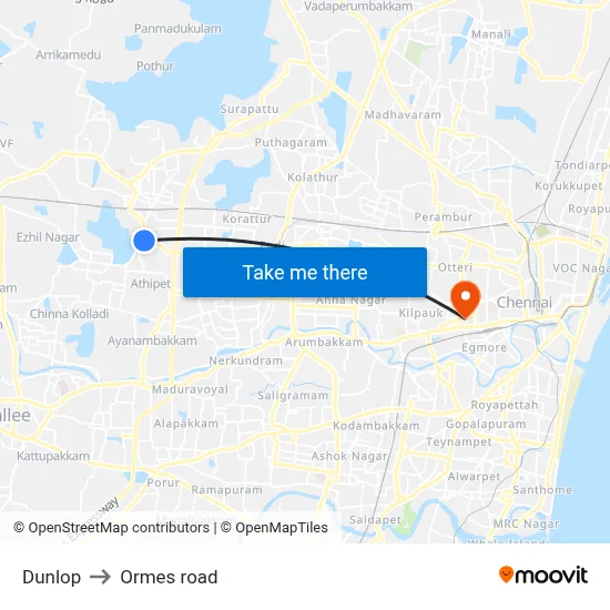 Dunlop to Ormes road map