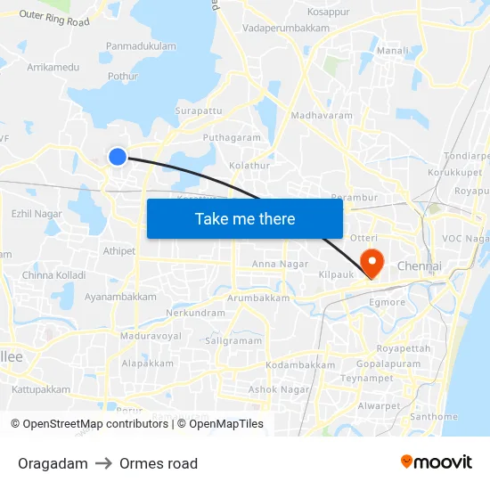 Oragadam to Ormes road map