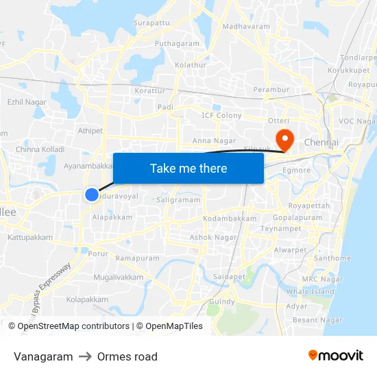Vanagaram to Ormes road map