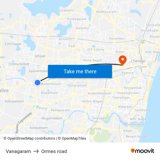 Vanagaram to Ormes road map