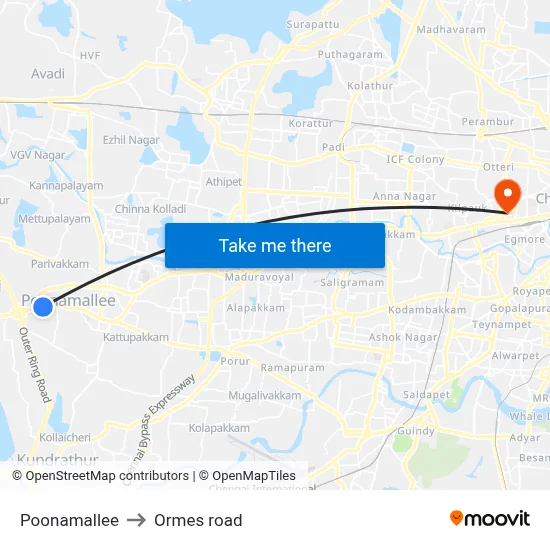 Poonamallee to Ormes road map
