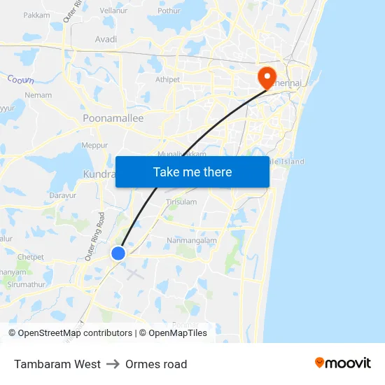 Tambaram West to Ormes road map