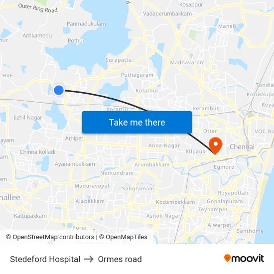 Stedeford Hospital to Ormes road map