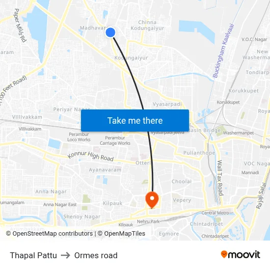 Thapal Pattu to Ormes road map