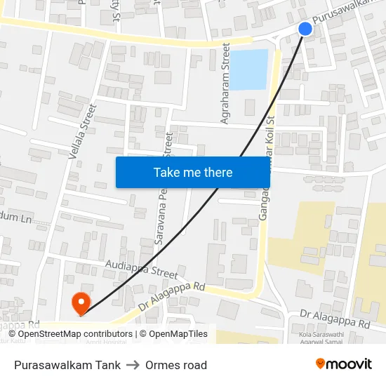 Purasawalkam Tank to Ormes road map