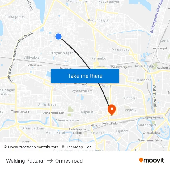 Welding Pattarai to Ormes road map