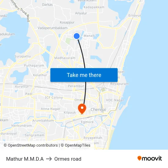 Mathur M.M.D.A to Ormes road map