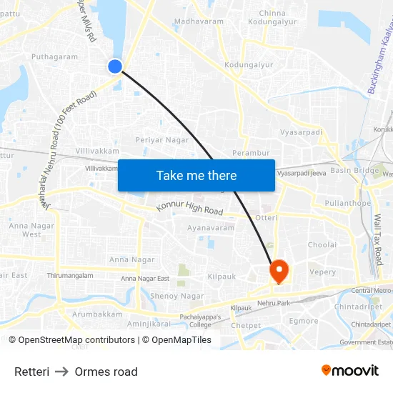 Retteri to Ormes road map