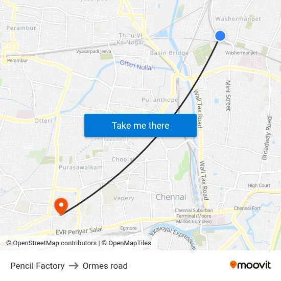 Pencil Factory to Ormes road map