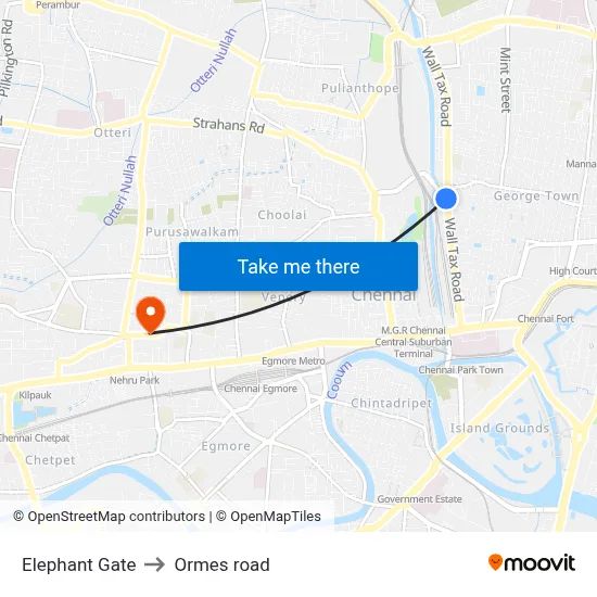 Elephant Gate to Ormes road map