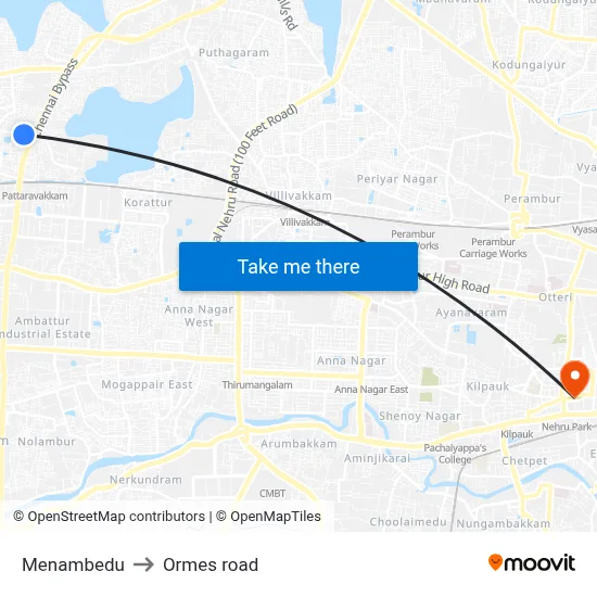 Menambedu to Ormes road map