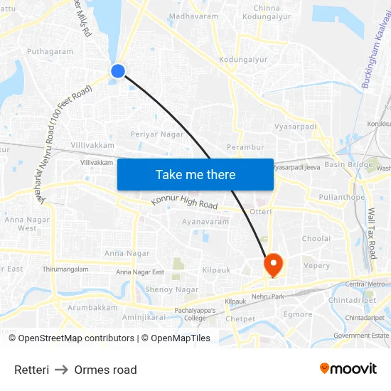 Retteri to Ormes road map