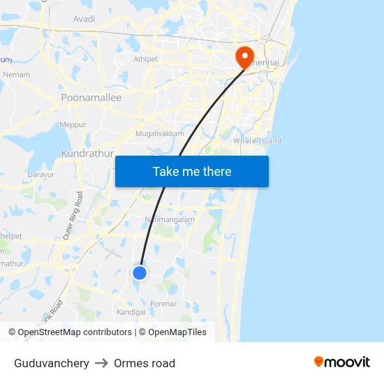 Guduvanchery to Ormes road map