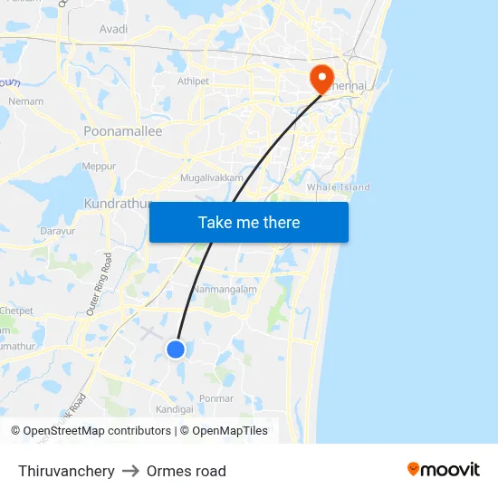 Thiruvanchery to Ormes road map