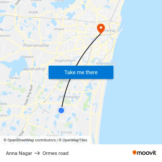 Anna Nagar to Ormes road map