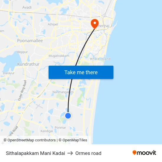 Sithalapakkam Mani Kadai to Ormes road map