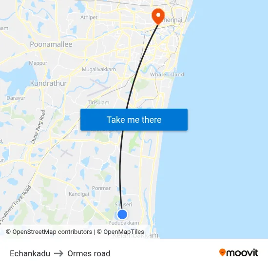 Echankadu to Ormes road map