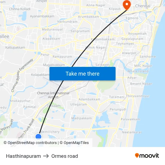 Hasthinapuram to Ormes road map