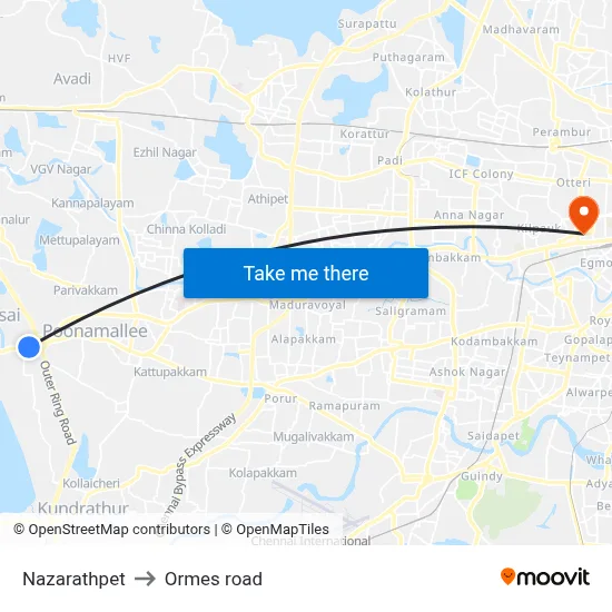 Nazarathpet to Ormes road map