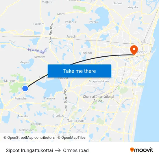Sipcot Irungattukottai to Ormes road map