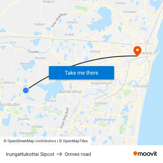 Irungattukottai Sipcot to Ormes road map