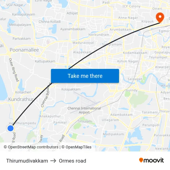 Thirumudivakkam to Ormes road map