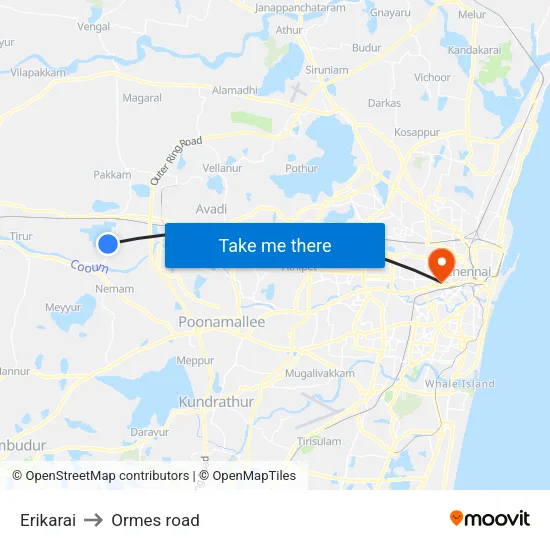 Erikarai to Ormes road map