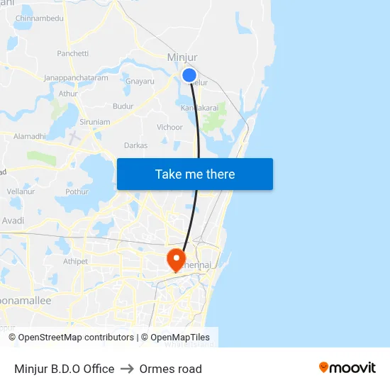 Minjur B.D.O Office to Ormes road map