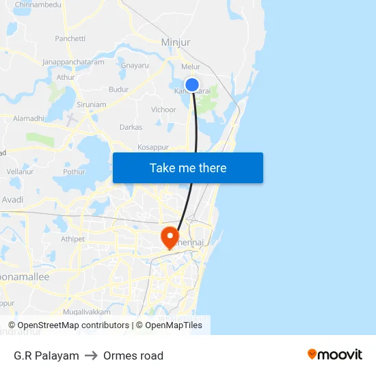 G.R Palayam to Ormes road map