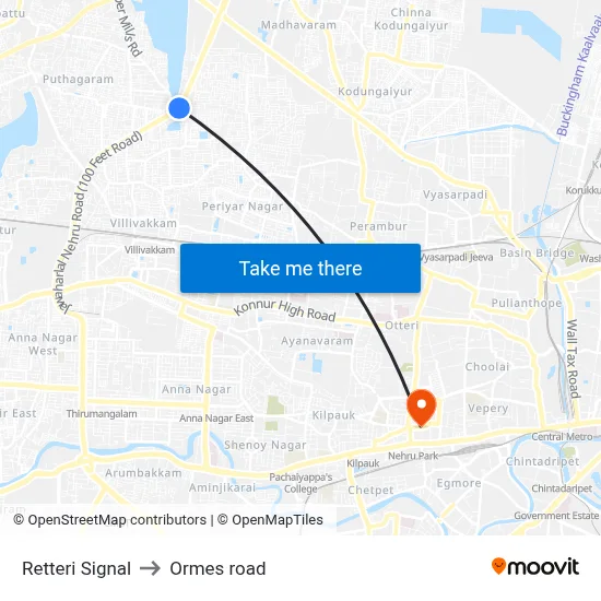 Retteri Signal to Ormes road map