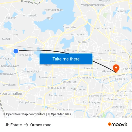 Jb Estate to Ormes road map