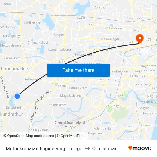 Muthukumaran Engineering College to Ormes road map