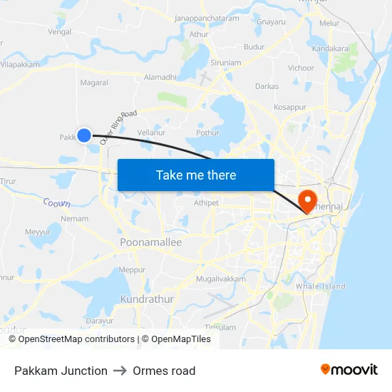 Pakkam Junction to Ormes road map