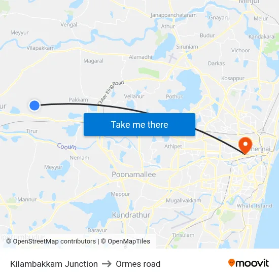 Kilambakkam Junction to Ormes road map