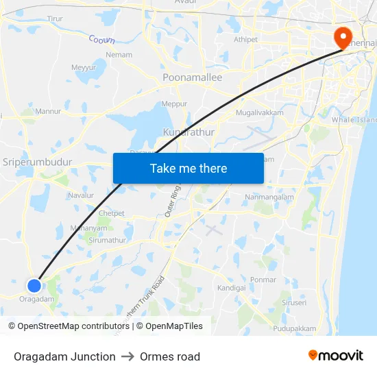 Oragadam Junction to Ormes road map