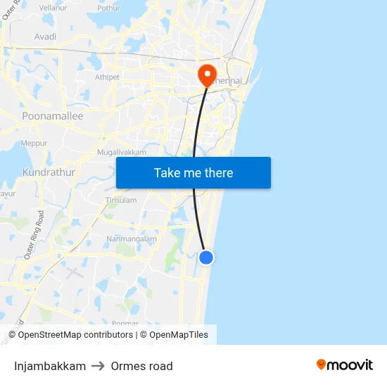 Injambakkam to Ormes road map