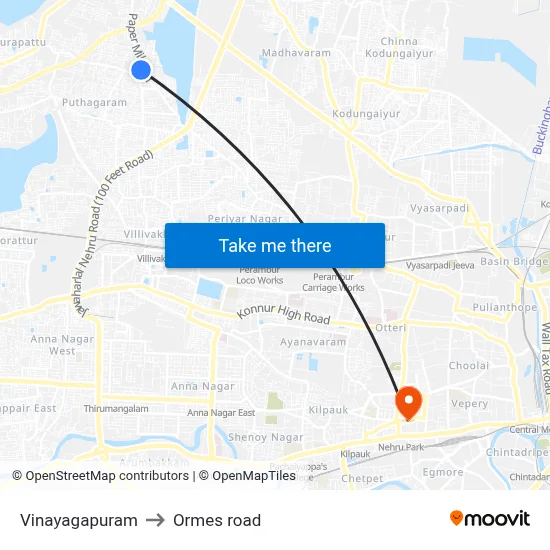 Vinayagapuram to Ormes road map