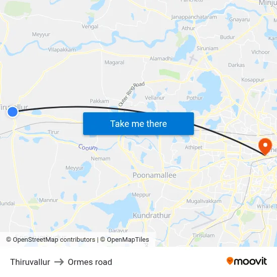 Thiruvallur to Ormes road map