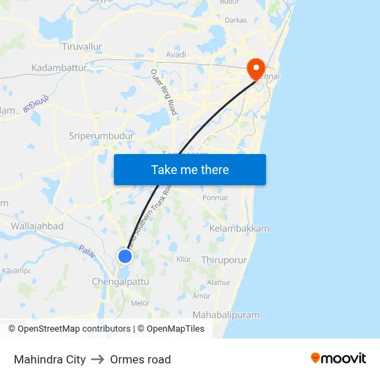 Mahindra City to Ormes road map