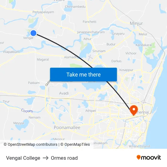 Vengal College to Ormes road map