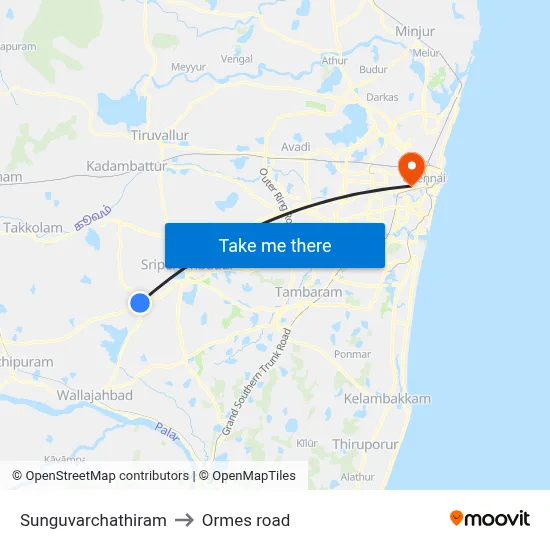 Sunguvarchathiram to Ormes road map