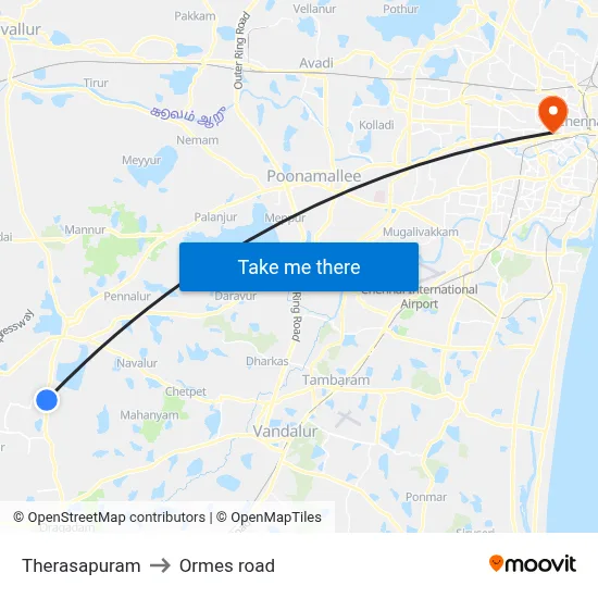 Therasapuram to Ormes road map